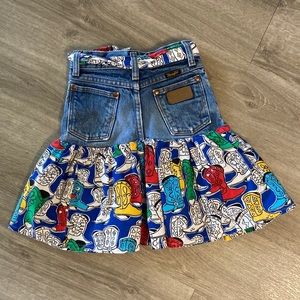 Vintage Wrangler Girls Jean Cowboy Boots Skirt